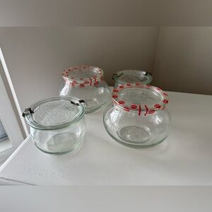 WECK | Lot Of 4 | 1 & 1/2 Liter Glass Jars Rundrand Tulip Strawberry Canning New